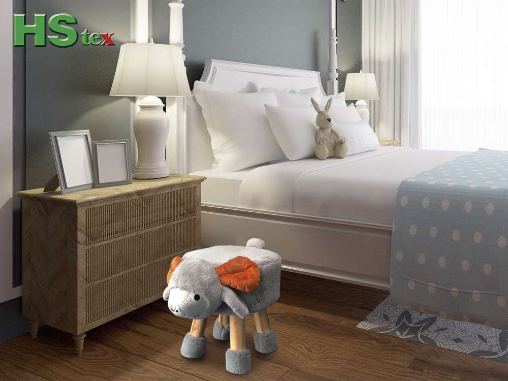 Gray Animal Kids Ottoman with Vivid Sheep Shape