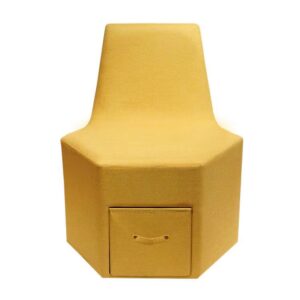 Hexagon Ottoman Chair with Unique Backrest and Drawer - Yellow Color