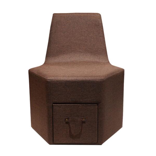 Hexagon Ottoman Chair with Unique Backrest and Drawer