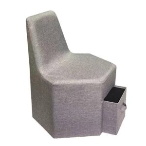 Hexagon Ottoman Chair with Unique Backrest and Drawer grey color