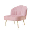 Pink Chair in Velvet Fabric with Beautiful Backrest, Shape and Metal Legs