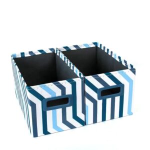 Foldable Fabric Storage Boxes and Baskets with Stylish Blue Striped Pattern