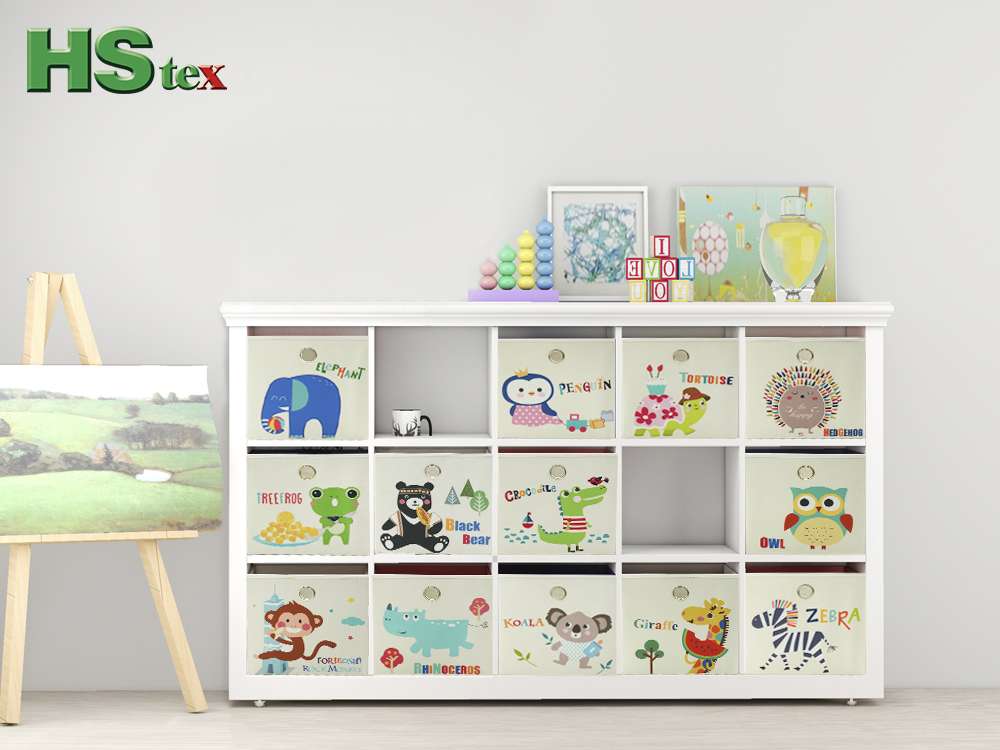 Fun Fabric Storage Boxes and Cubes with Animal Characters Print
