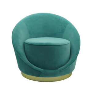 Ottoman Chair with Padded Backrest and Metal Base I Teal