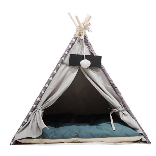 Folding Portable Pet Teepee Tent and Puppy House with Cushion Bed - Multiple