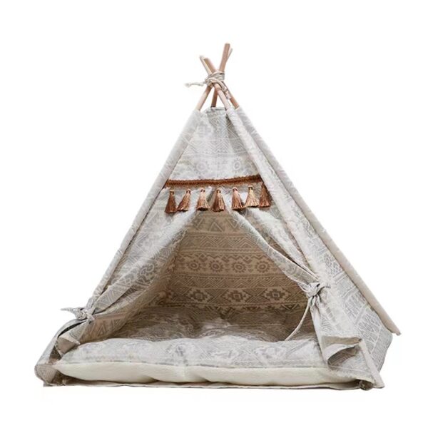 Folding Portable Pet Teepee Tent and Puppy House with Cushion Bed - Multiple