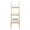 Wooden Ladder Shelf with White Storage Drawer