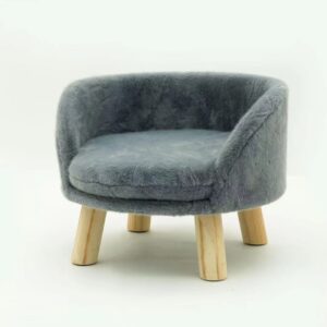 Plush Pet Sofa Bed with Round Solid Wood Legs