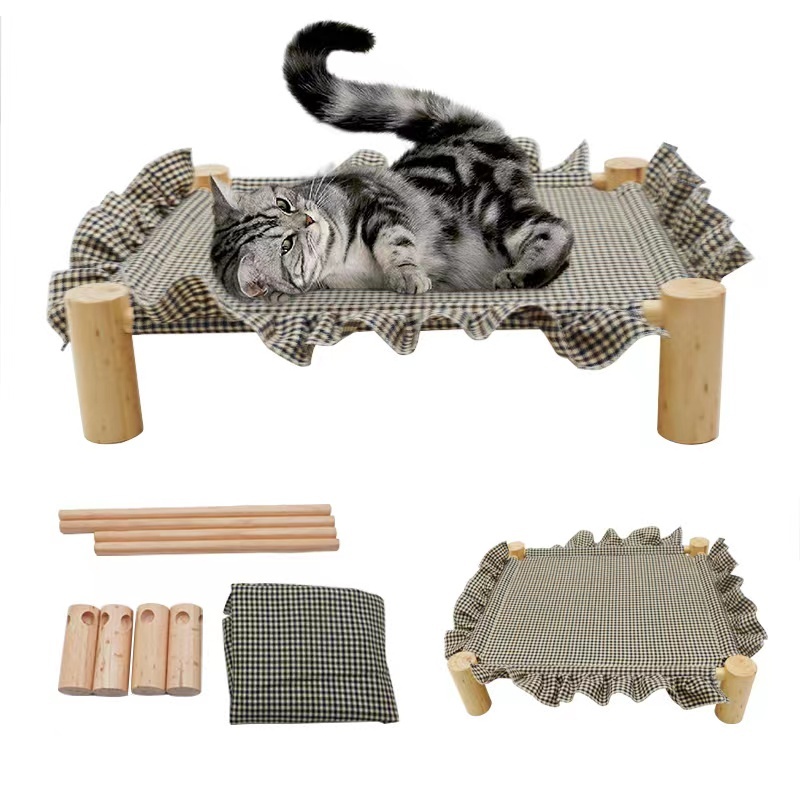 Elevated Pet Bed with Solid Wood Legs and Easy to Assemble