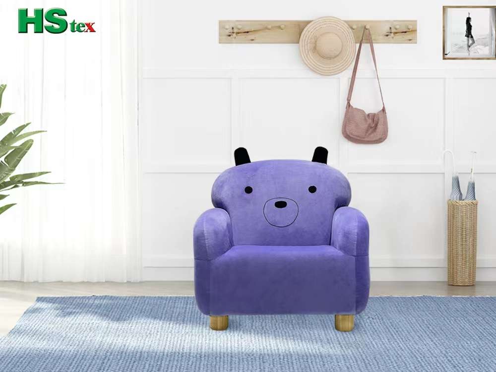 Very Peri Sofa Chair with a Smiling Bear Face Back