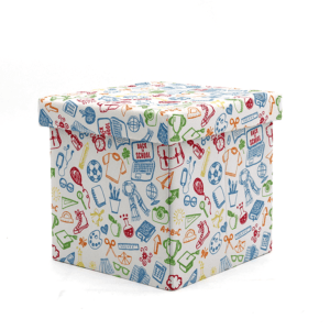 Folding Gift Box Linen Fabric Storage Cube Ottomans