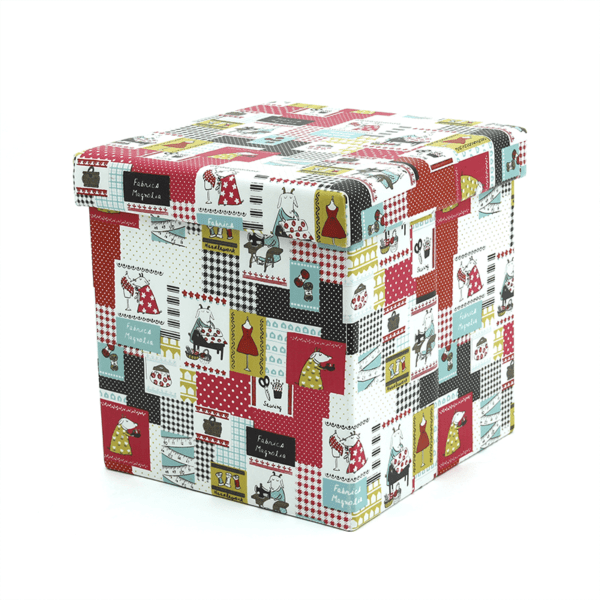 Folding Gift Box Linen Fabric Storage Cube Ottomans