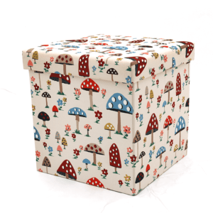 Folding Gift Box Linen Fabric Storage Cube Ottomans