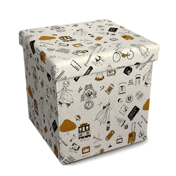 Folding Gift Box Linen Fabric Storage Cube Ottomans