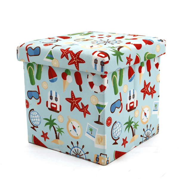 Folding Gift Box Linen Fabric Storage Cube Ottomans