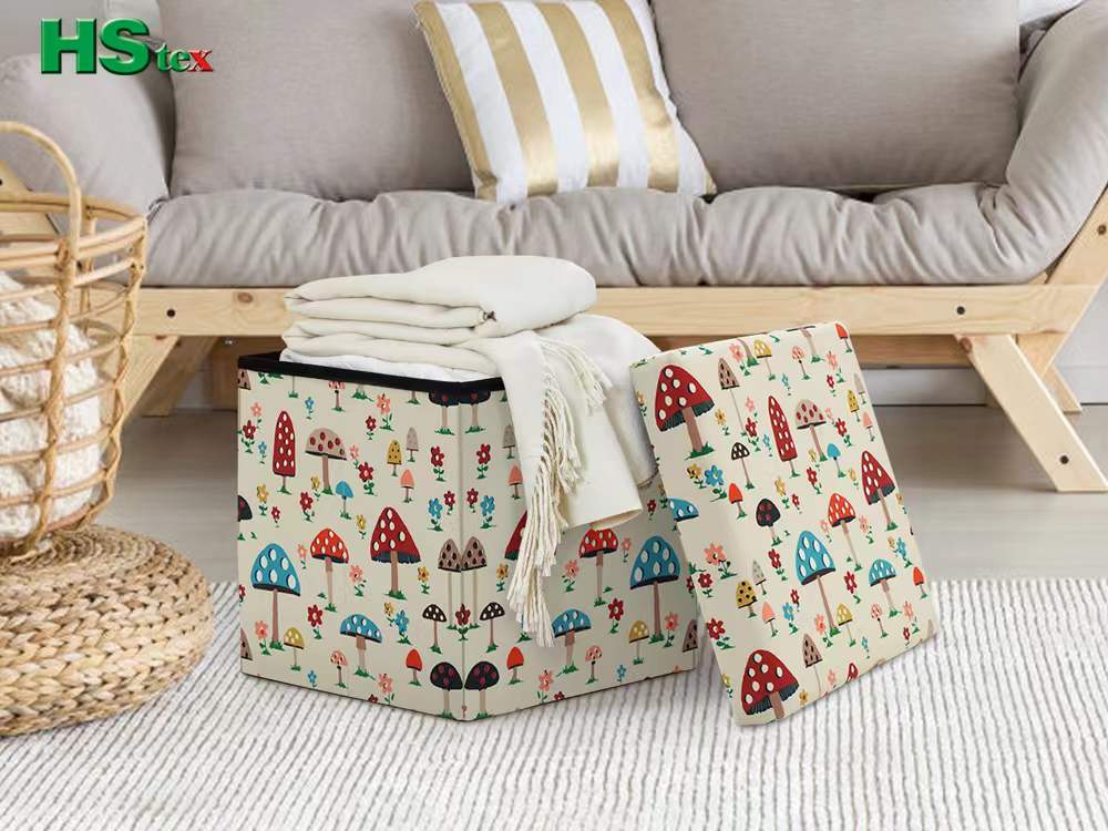 Folding Gift Box Linen Fabric Storage Cube Ottomans