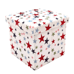 Folding Linen Fabric Storage Cube Ottomans (Bright Colors)