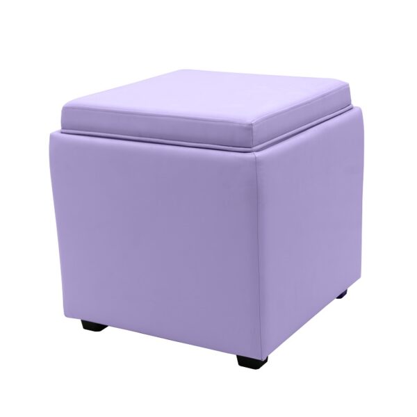 Square Faux Leather Storage Ottoman Cube in Very Peri