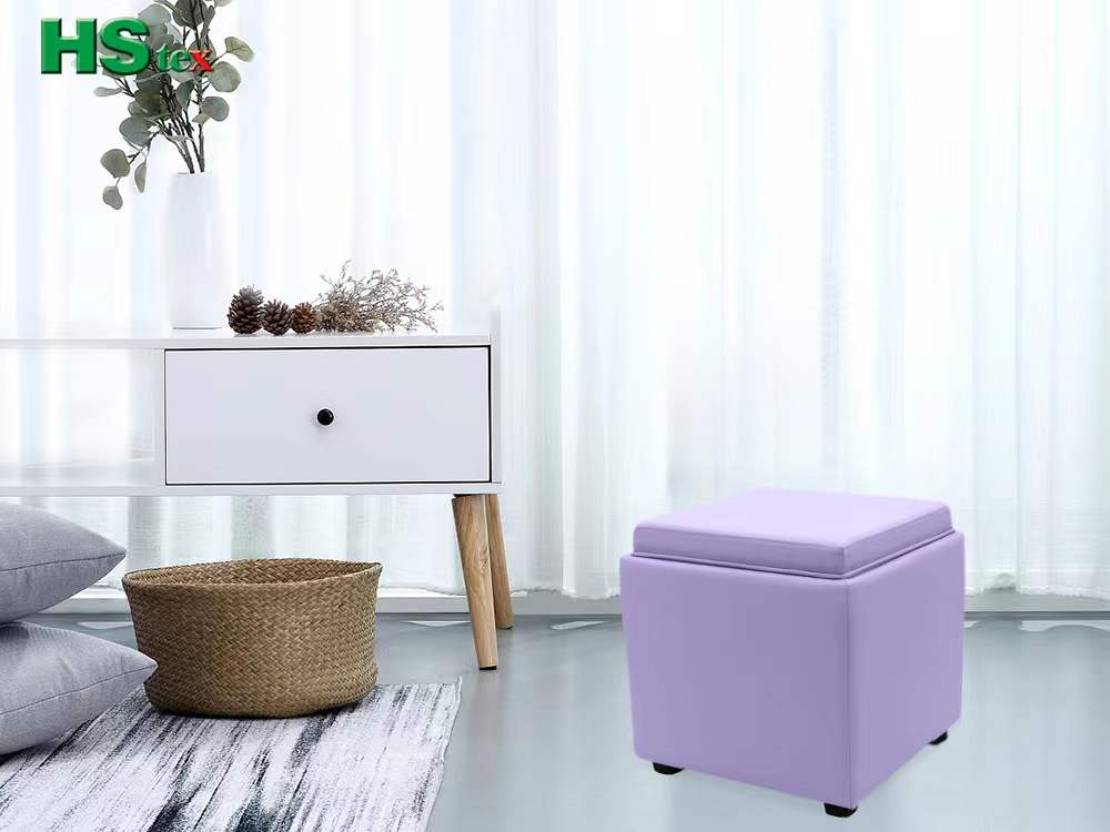 Square Faux Leather Storage Ottoman Cube in Very Peri