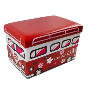 Folding Cartoon Storage Ottoman in Bus or Ambulance Shape