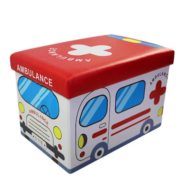 Folding Cartoon Storage Ottoman in Bus or Ambulance Shape