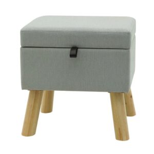 Rectangle Storage Ottoman Stool with Wood Legs