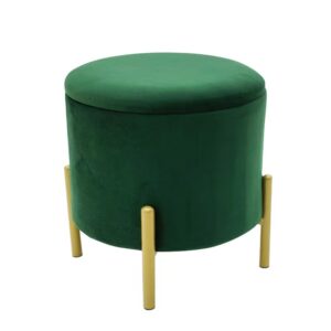 Round Storage Ottoman Stool with Metal Legs