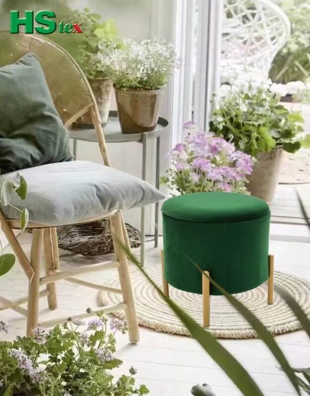 Green Round Storage Ottoman Stool