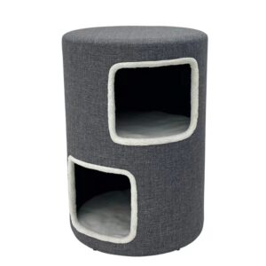 Double Round Pet Condo with Two Entrances and Padded Top