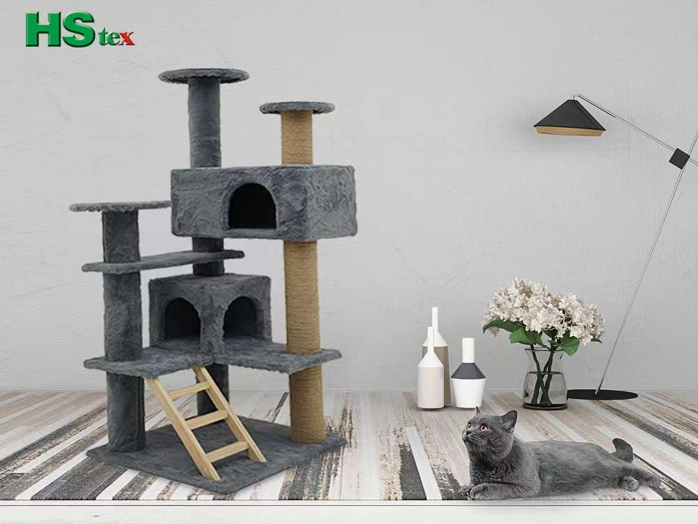 Multiple-Level Cat Tree Condo with Ladder and Two Partially Enclosed Boxes