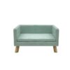 Couch Style Pet Bed with Wooden Legs in Soft Green