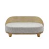 Couch Style Pet Bed with a Wooden Back and Round Legs