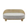 Couch Style Pet Bed with a Wooden Back and Round Legs