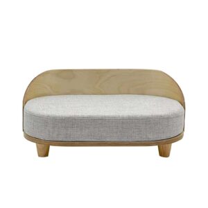 Couch Style Pet Bed with a Wooden Back and Round Legs