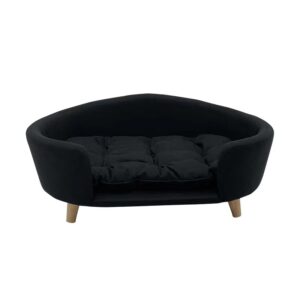 Curved Couch Pet Bed with Round Wooden Legs