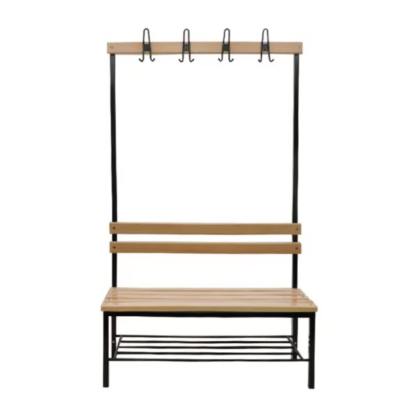 Shoe Changing Bench with Garment Rack and Coat Hooks