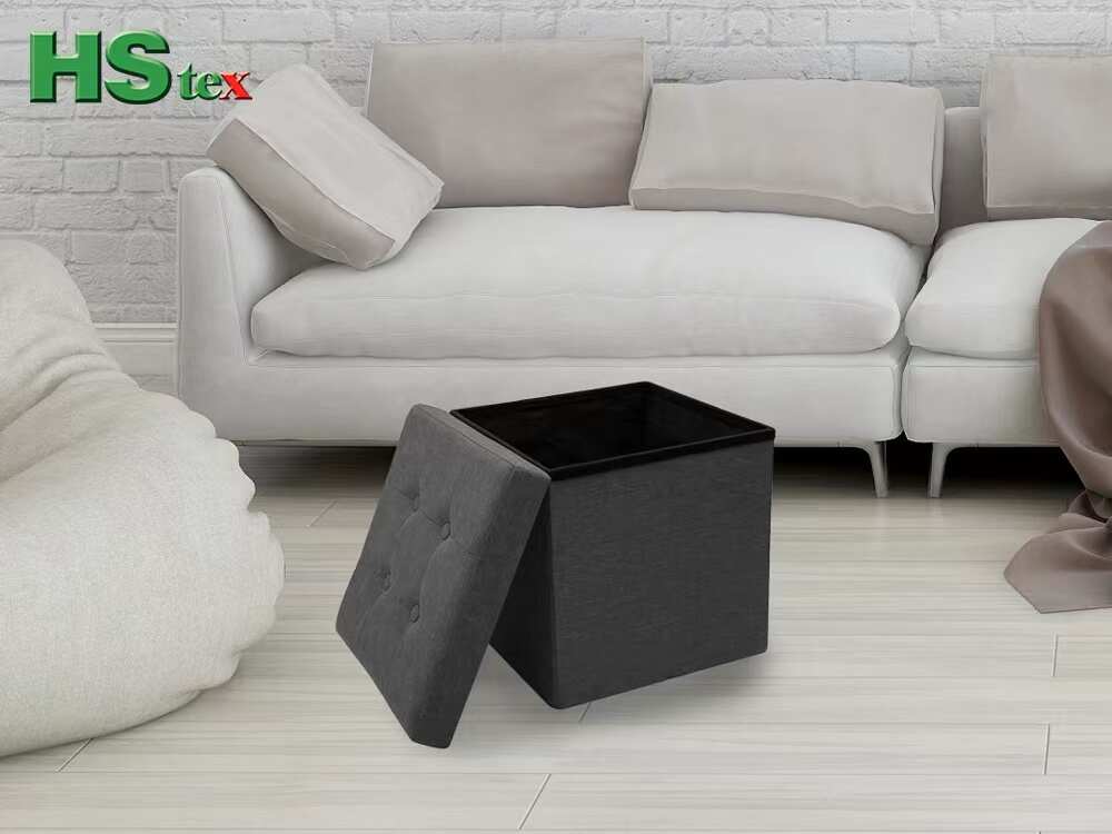 Folding Storage Ottoman Cube in Gray