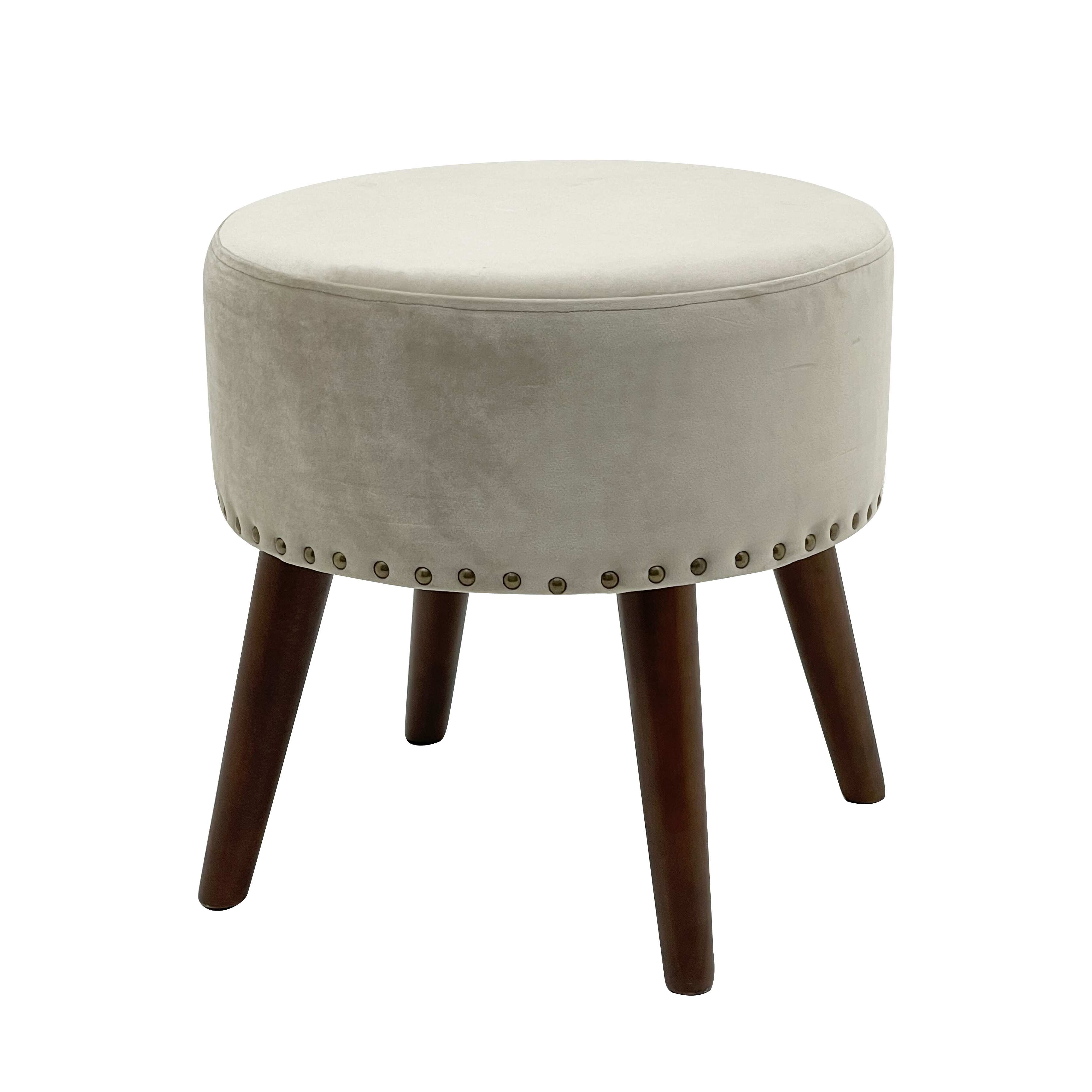 Round Velvet Ottoman Stool with Slim Legs