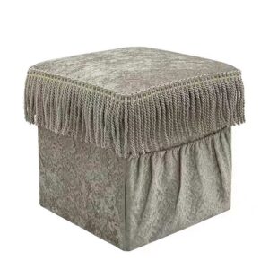 Storage Ottoman with Macrame Top