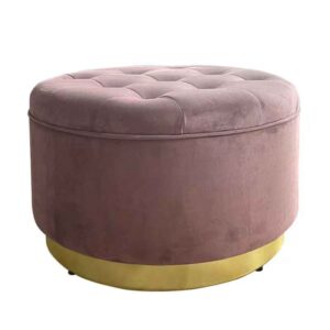 Round Ottoman with Tufted Top and Storage
