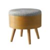 Round Ottoman with Wood Legs and Storage