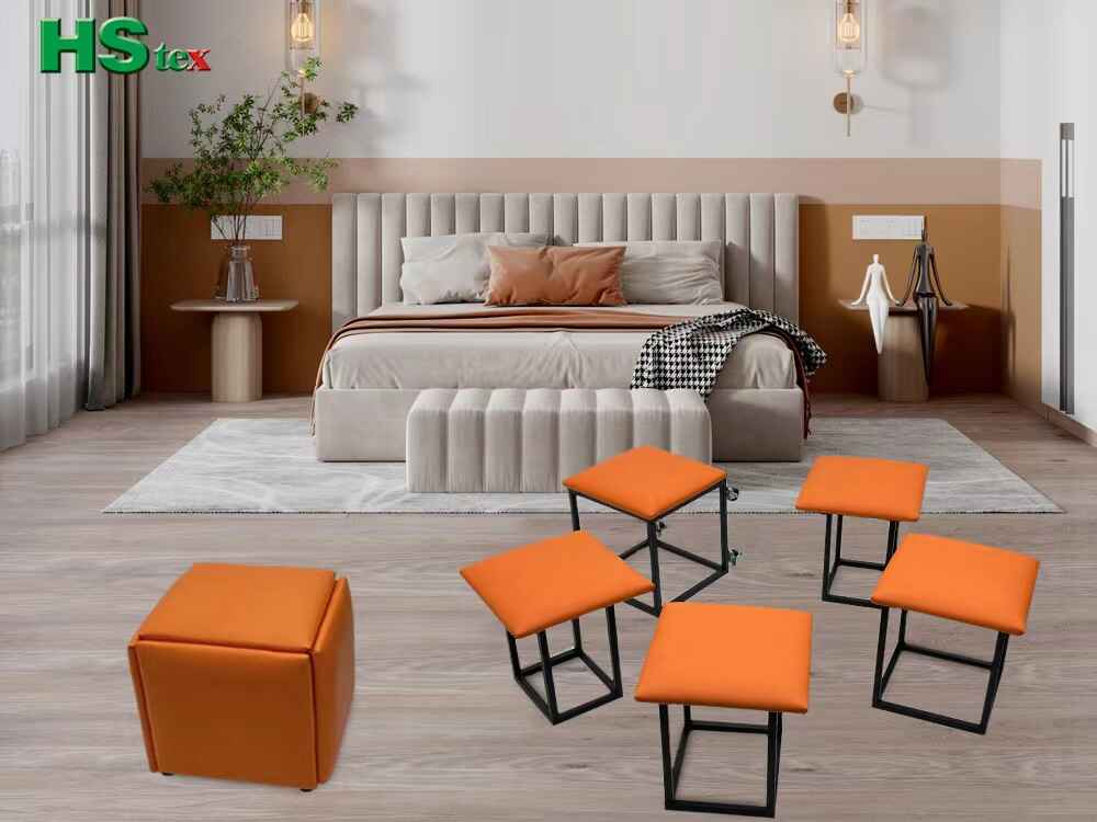 Five in One Multi-function Ottoman Stools orange color