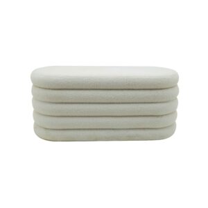 Teddy Fleece Oval Ottoman Bench Set with Storage