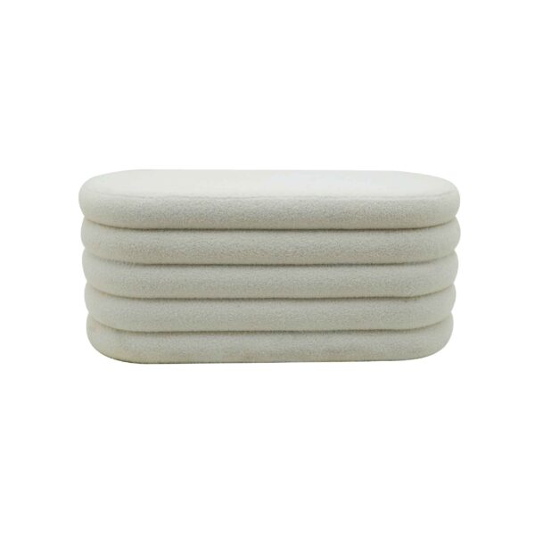 Teddy Fleece Oval Ottoman Bench Set with Storage