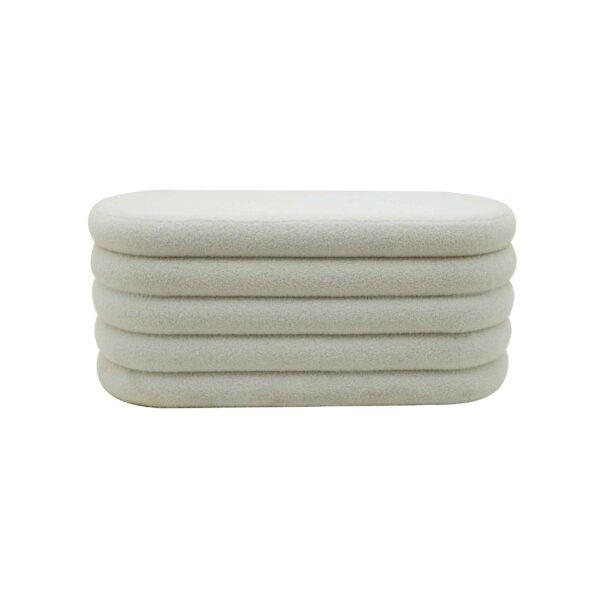 Teddy Fleece Oval Ottoman Bench Set with Storage