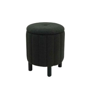 Teddy Fleece Storage Ottoman with Wooden Legs