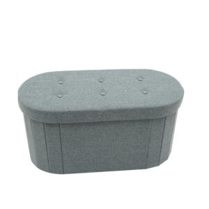 Foldable Oval Ottoman with Storage