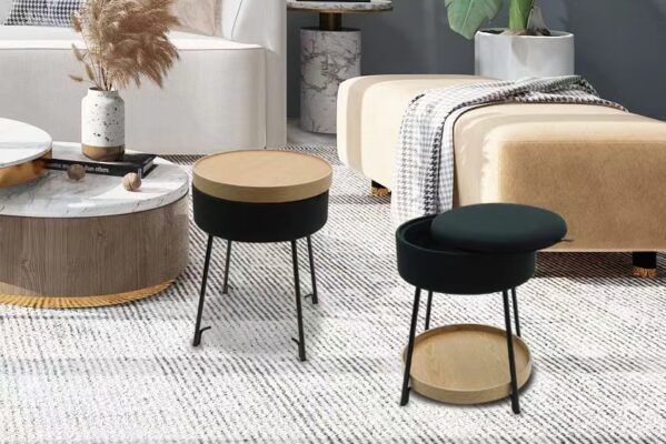 Round Multipurpose Ottoman Stool with Storage 1