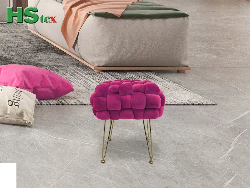 Barbie Pink Ottoman Stool with Metal Hairpin Legs